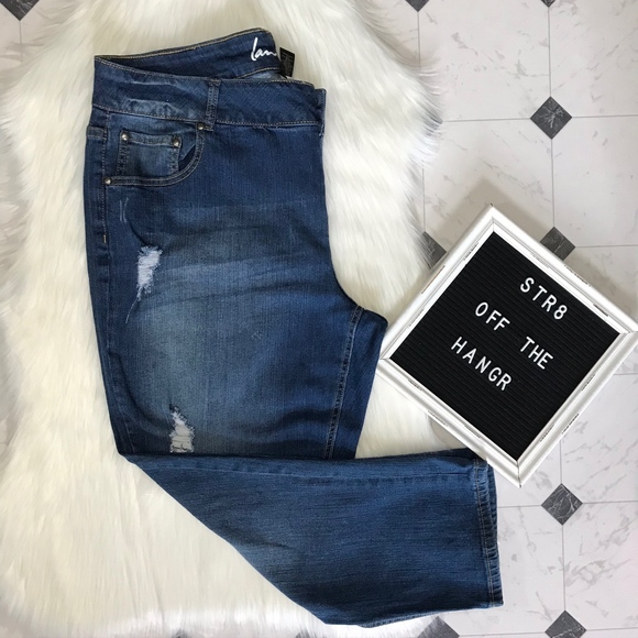 Lane Bryant Denim - Lane Bryant straight leg distressed jeans size 22